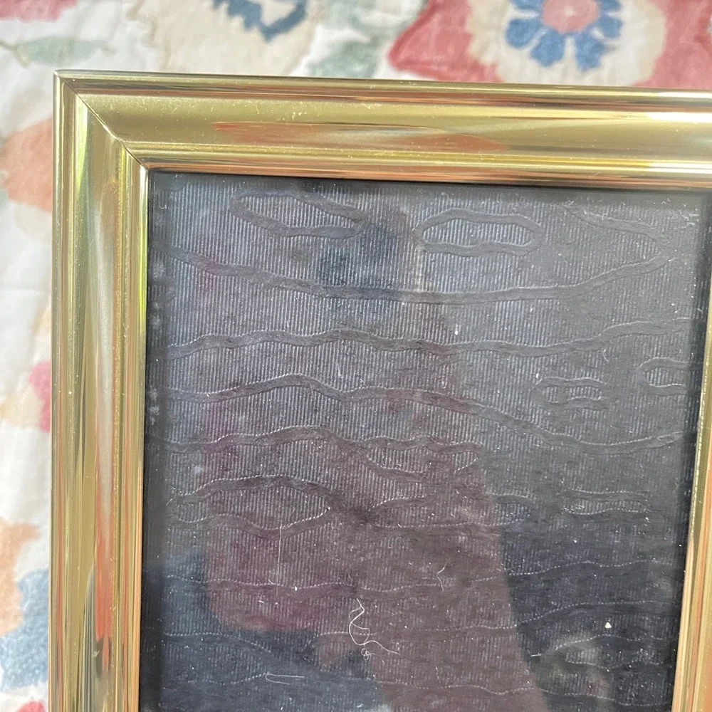 Vtg gold art nouveau modern regency 5x7 picture frame ornate etched filigree